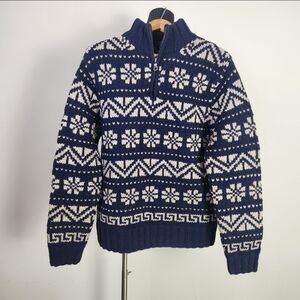 VTG GAP men's wool quarter- zip nordic winter sweater
